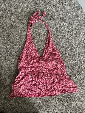 American Eagle Outfitters Pink Floral Halter Camisole